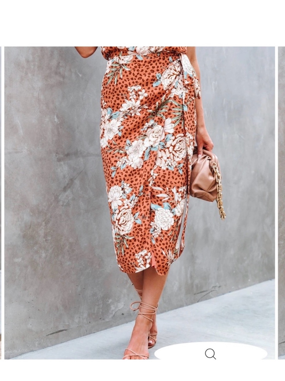 Vici Floral Leopard Wrap Midi Skirt
